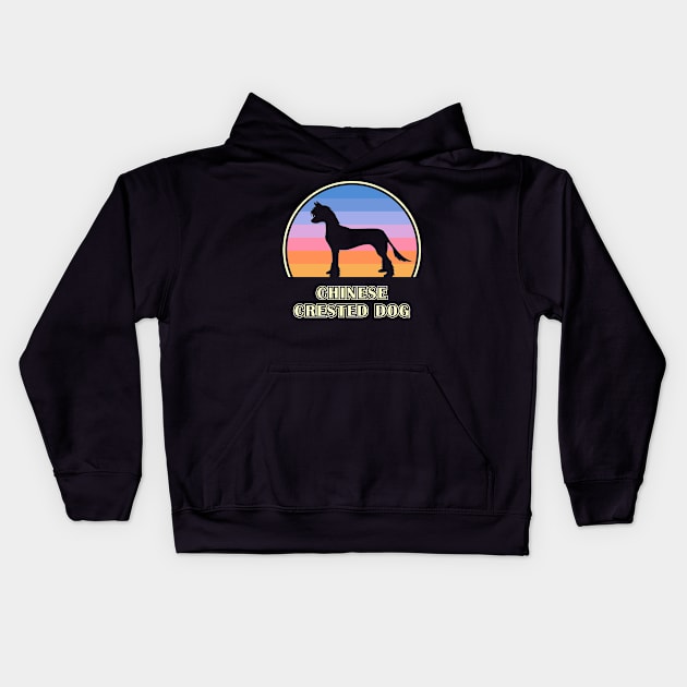 Chinese Crested Dog Vintage Sunset Dog Kids Hoodie by millersye